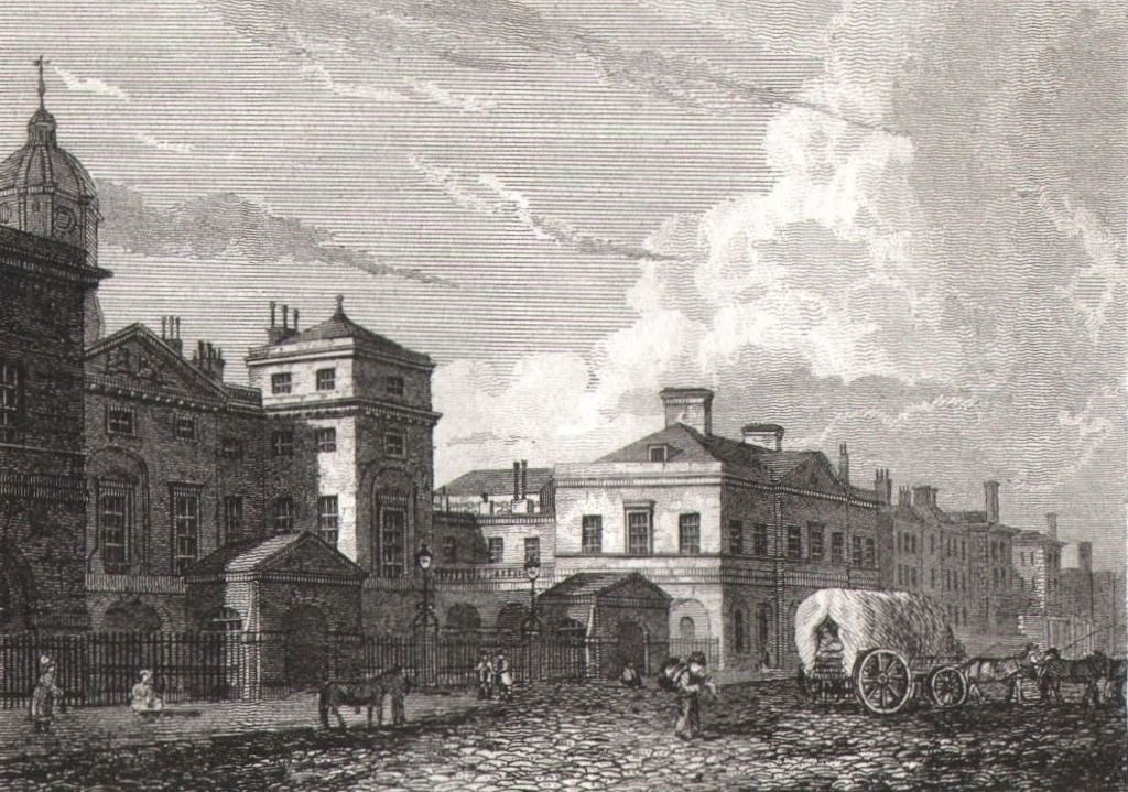 Horse Guards, London. Antique engraved print 1817 old picture